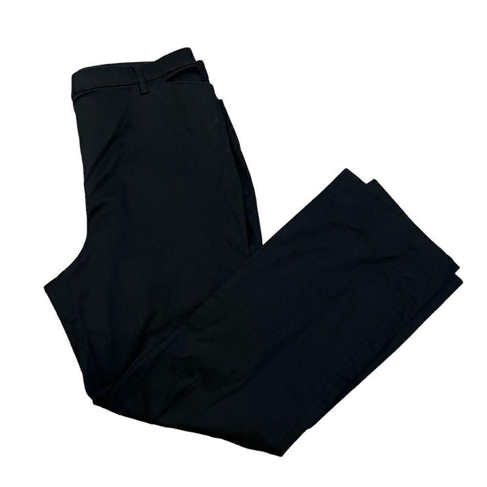 HAGGAR Black Wide Leg Cotton High Waist Dress Pant Trouser 16